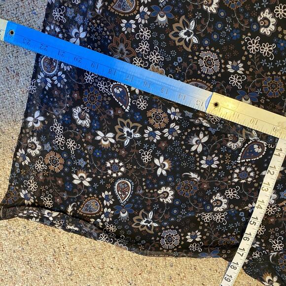 See by Chloe Women S/M Black Floral Mesh Blouse Top Dark LongSleeve Luxury Silky - Picture 3 of 8